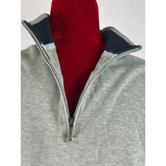 Brooks Brothers Mens Large Gray quarter zip sweater pullover supima cotton - Picture 2 of 14